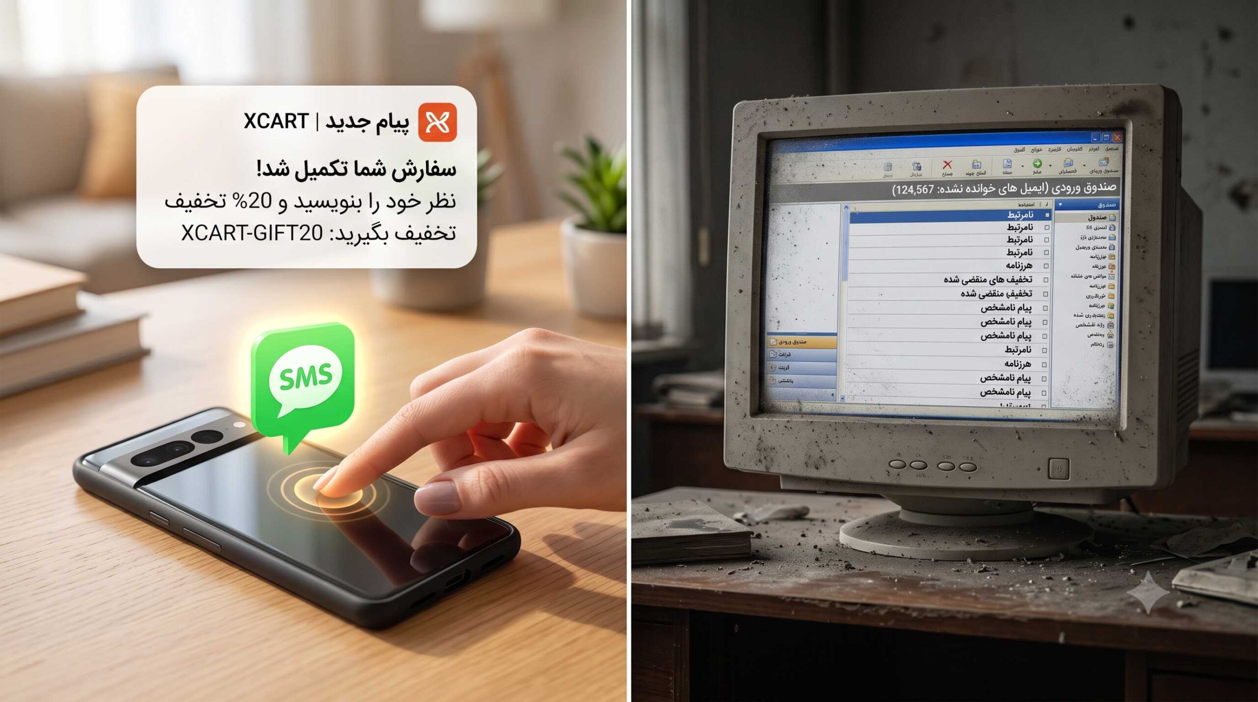 برتری پیامک مارکتینگ به ایمیل در نظرسنجی ووکامرس.